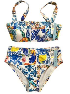 ANTONIO MELANI NWT Blue Mosaic Floral 2 Piece Bikini Swim SET – Medium